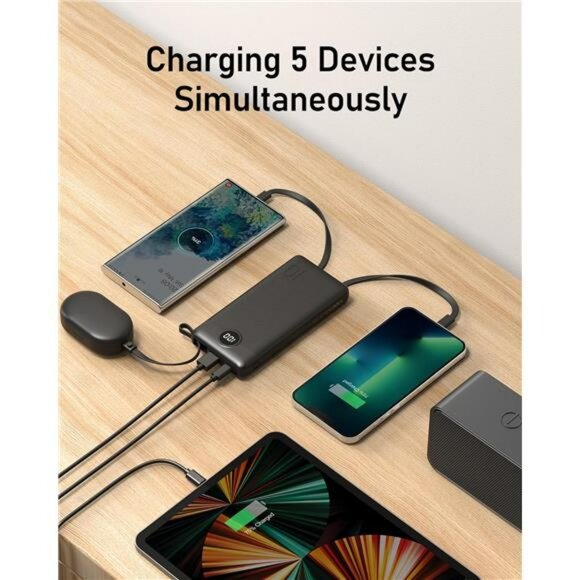 Portable Charger 10000mAh Power Bank with Built in Cables Fast Charge USB C - Picture 5 of 7